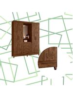 Guarda Roupa Grande Quarto Capri 4 Portas 3 Gavetas Espelho Castanho