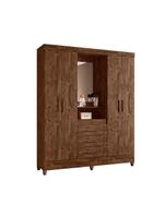 Guarda Roupa Grande Quarto Capri 4 Portas 3 Gavetas Espelho Castanho