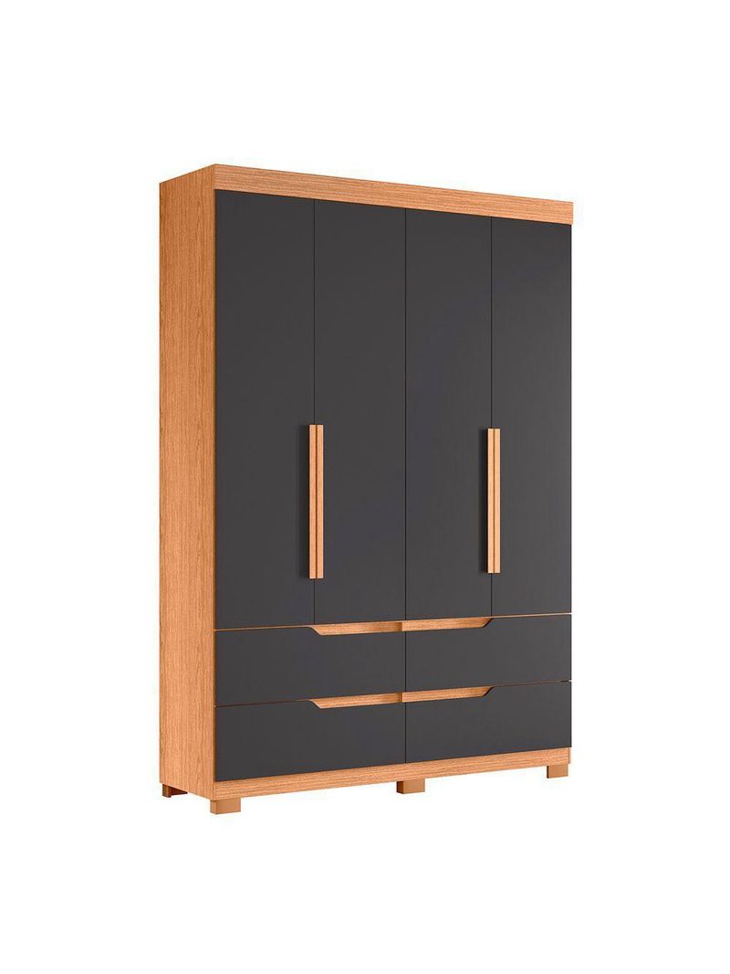 Guarda Roupa Doble 4 Portas 4 Gavetas Quarto Freijo Com Titanium - Albatroz