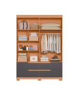 Guarda Roupa Doble 4 Portas 4 Gavetas Quarto Freijo Com Titanium - Albatroz