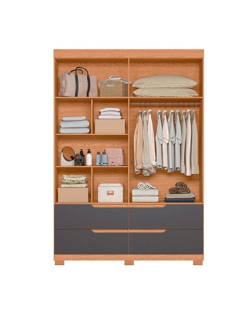 Guarda Roupa Doble 4 Portas 4 Gavetas Quarto Freijo Com Titanium - Albatroz