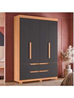 Guarda Roupa Doble 4 Portas 4 Gavetas Quarto Freijo Com Titanium - Albatroz