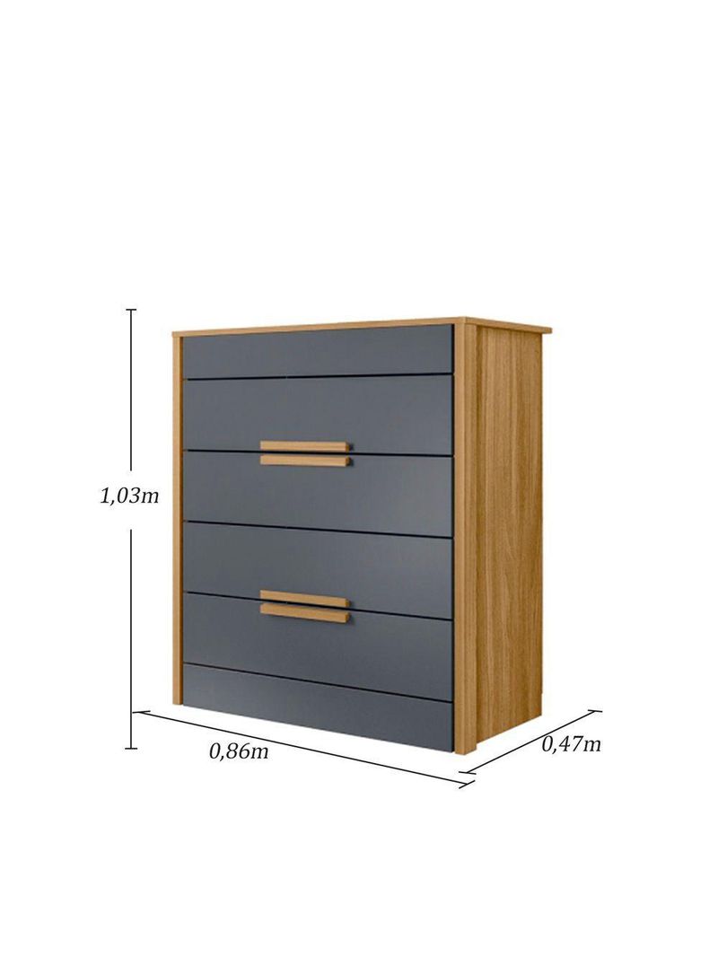 Comoda Dhara Quarto 4 Portas Freijo Com Off White - Moval