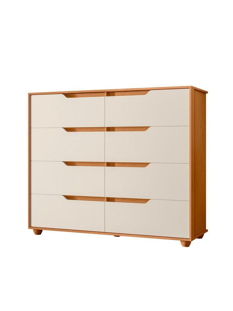 Comoda Doble 8 Gavetas Quarto Cinamomo Com Off White Vistas Flex - Albatroz
