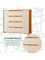 Comoda Doble 8 Gavetas Quarto Cinamomo Com Off White Vistas Flex - Albatroz