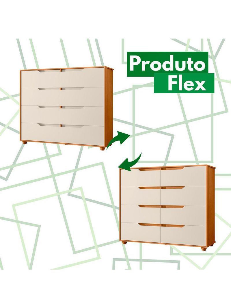 Comoda Doble 8 Gavetas Quarto Cinamomo Com Off White Vistas Flex - Albatroz