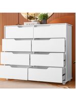 Comoda Doble 8 Gavetas Quarto Branco Com Freijo Vistas Flex - Albatroz