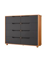 Comoda Doble 8 Gavetas Quarto Freijo Com Titanium Vistas Flex - Albatroz