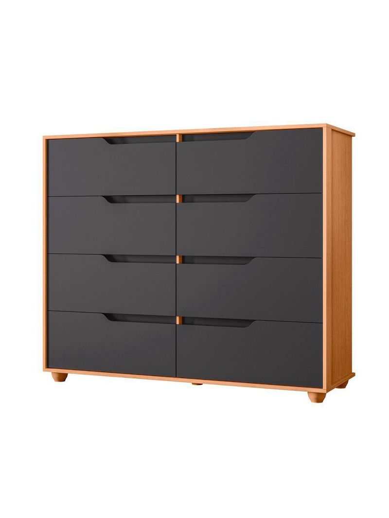 Comoda Doble 8 Gavetas Quarto Freijo Com Titanium Vistas Flex - Albatroz