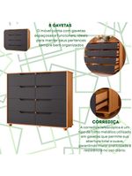 Comoda Doble 8 Gavetas Quarto Freijo Com Titanium Vistas Flex - Albatroz