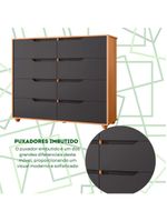 Comoda Doble 8 Gavetas Quarto Freijo Com Titanium Vistas Flex - Albatroz