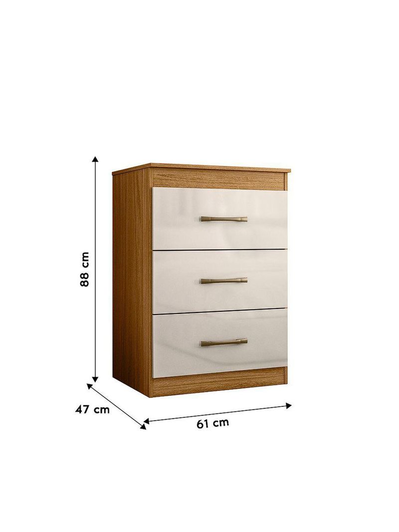Comoda Para Quarto Vitoria 3 Gavetas Freijo-off White - Moval