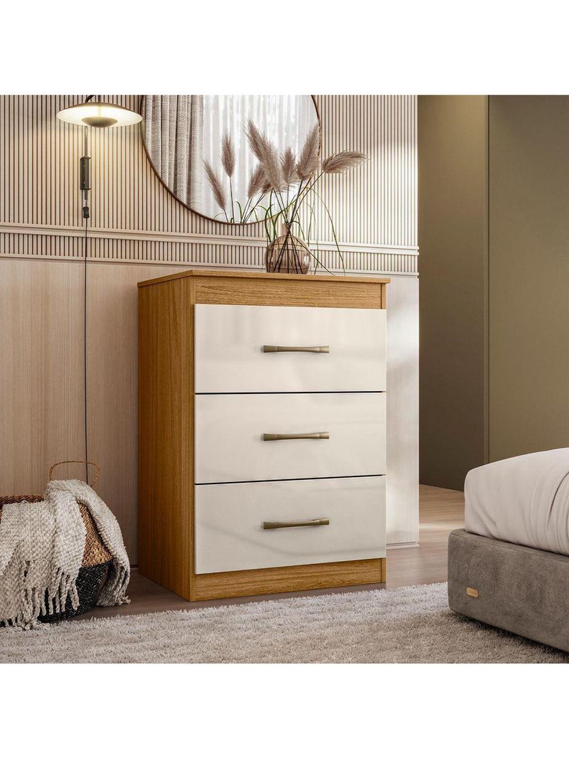Comoda Para Quarto Vitoria 3 Gavetas Freijo-off White - Moval