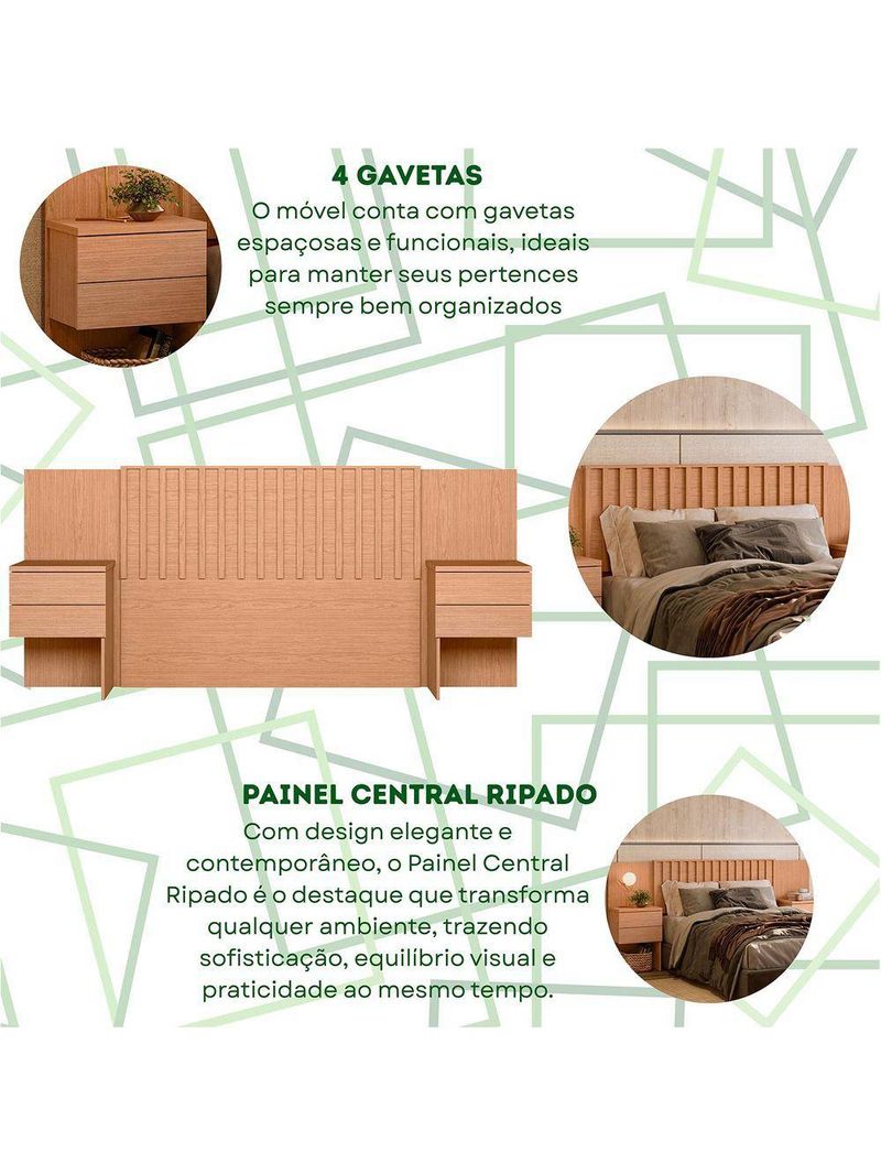 Cabeceira Olinda 4 Gavetas Quarto Freijo - Albatroz