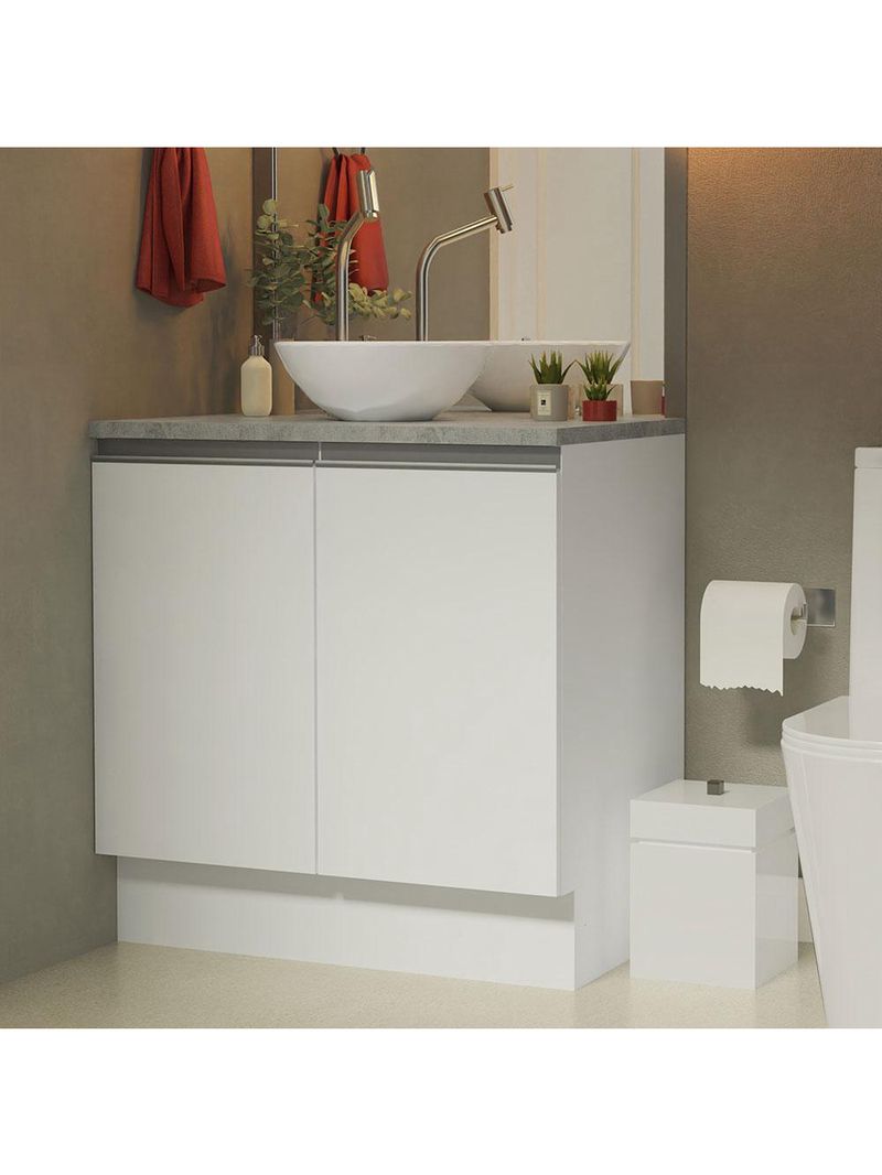 Armário gabinete para banheiro 80cm 2 portas branco madesa
