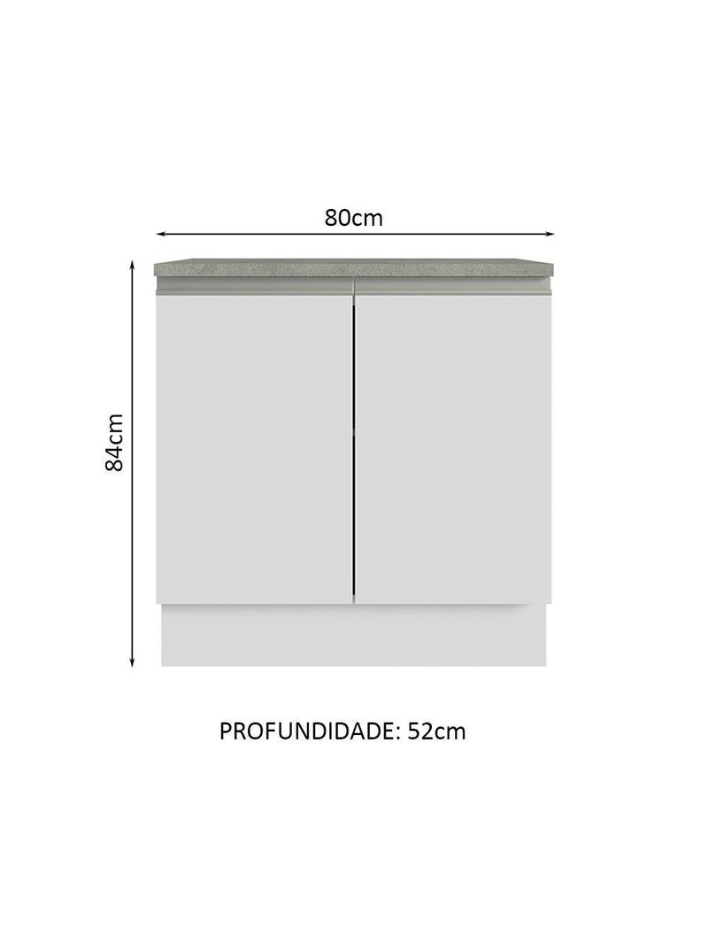 Armário gabinete para banheiro 80cm 2 portas branco madesa