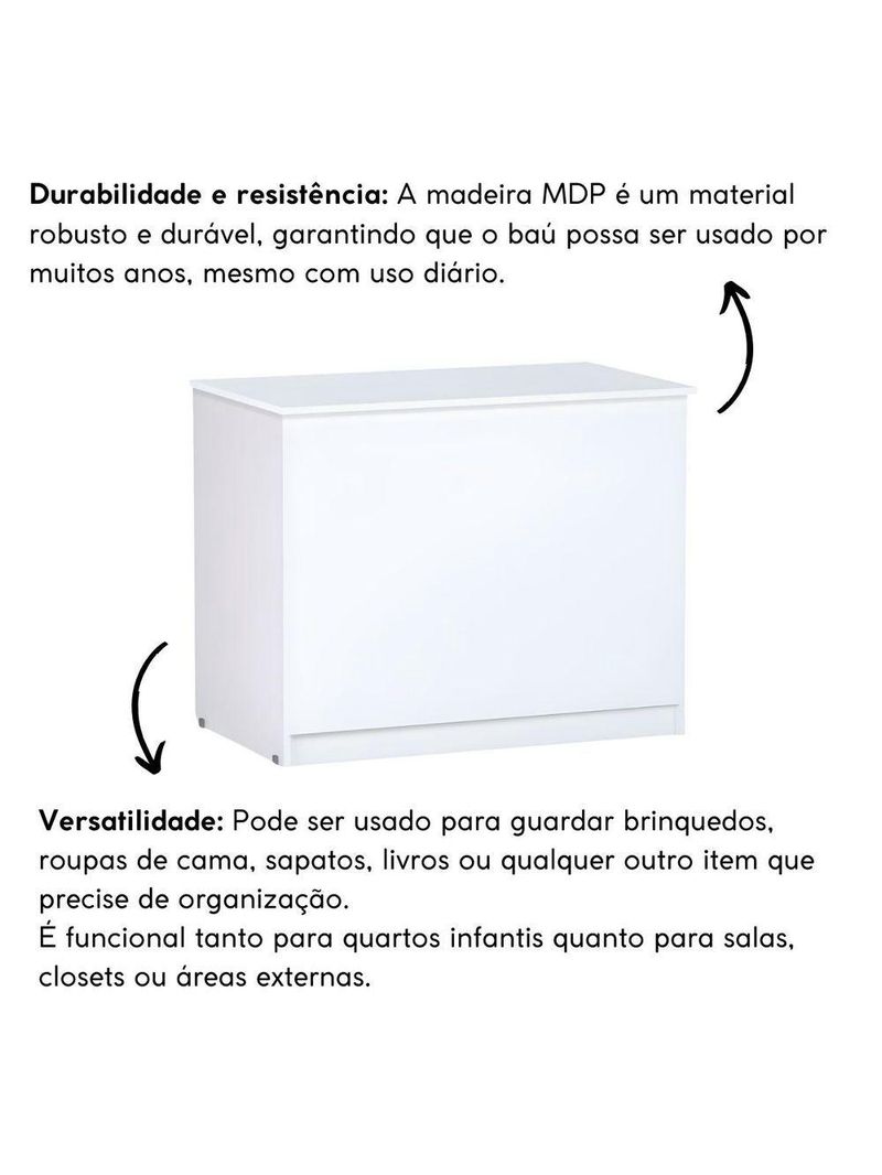 Baú Organizador Multiuso Brinquedos Quarto Closet Encanto branco