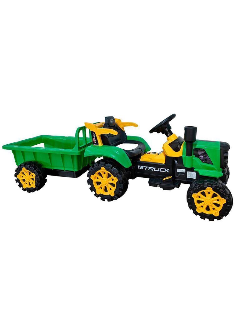 Trator Com Caçamba Carro Elétrico 12V Bang Toys Truck Verde