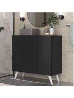 Gabinete Banheiro 3 Portas Retrô 90Cm Mp5030 Preto/Branco