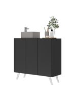 Gabinete Banheiro 3 Portas Retrô 90Cm Mp5030 Preto/Branco