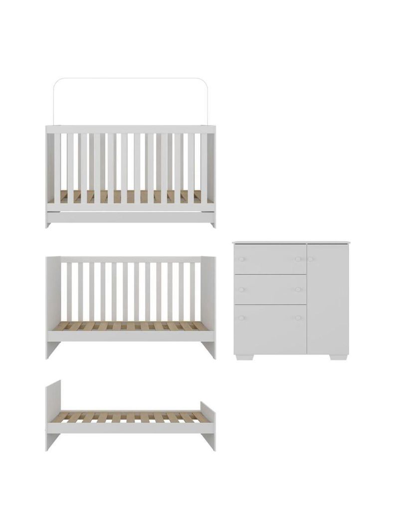 Quarto Infantil-Berço Colchão Incluso E Cômoda Multimóveis