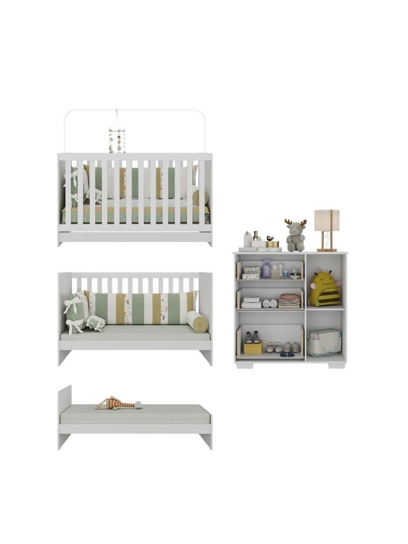 Quarto Infantil-Berço Colchão Incluso E Cômoda Multimóveis