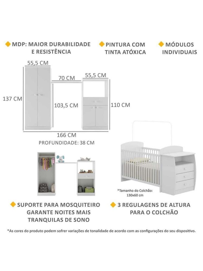 Quarto Infantil Com Berço-cômoda Laura Branco