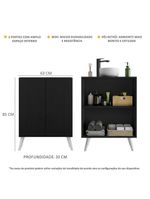 Gabinete Banheiro 2 Portas Retrô 63cm Multimóveis Preto