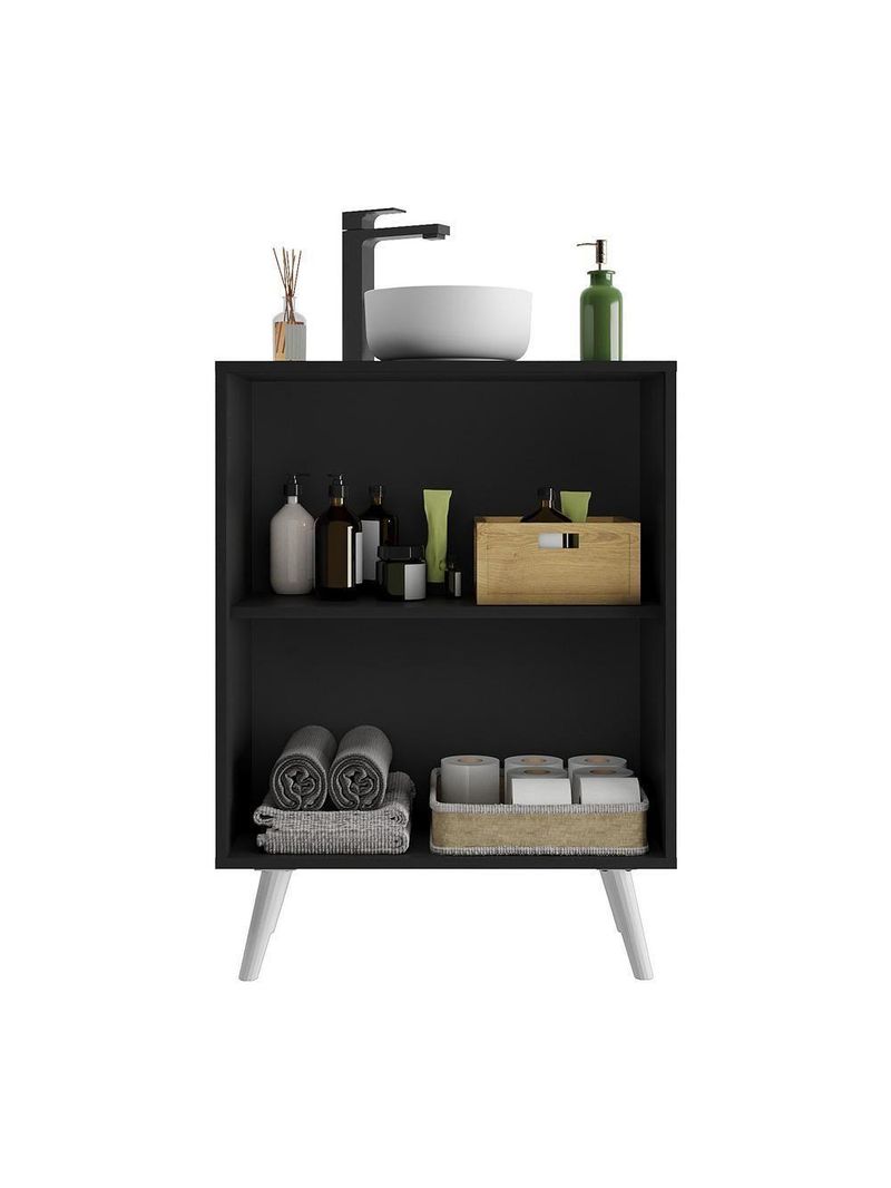 Gabinete Banheiro 2 Portas Retrô 63cm Multimóveis Preto