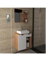 Gabinete De Banheiro + Cuba 60cm Cr10095 Amêndoa/branco