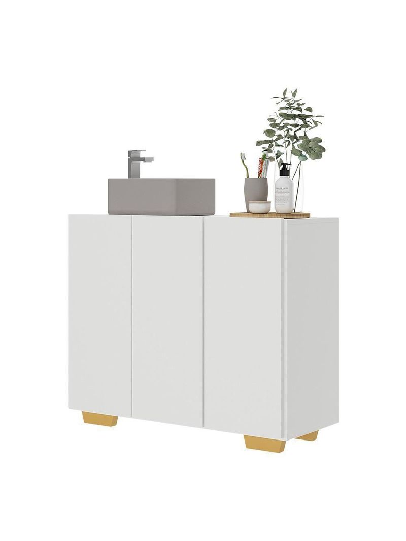 Gabinete Banheiro 3 Portas 90cm Mp5031 Branco Natural