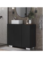 Gabinete Banheiro 3 Portas 90Cm Mp5031 Preto/Branco