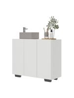 Gabinete Banheiro 3 Portas 90Cm Mp5031 Branco/Preto