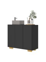 Gabinete Banheiro 3 Portas 90cm Mp5031 Preto Natural