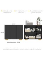 Gabinete Banheiro 3 Portas 90cm Mp5031 Preto Natural