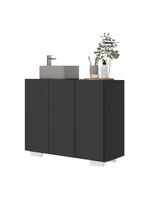 Gabinete Banheiro 3 Portas 90Cm Mp5031 Preto/Branco