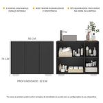 Gabinete Banheiro 3 Portas 90Cm Mp5031 Preto/Branco