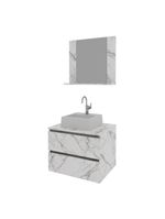 Gabinete De Banheiro + Cuba 60cm Cr10097 Mármore Branco
