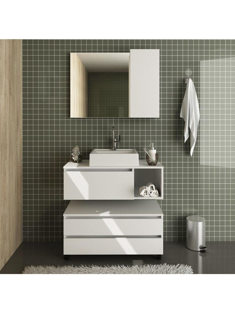 Gabinete De Banheiro + Cuba 80cm Cr10094 Branco Branco