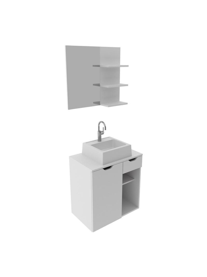 Gabinete De Banheiro + Cuba 60cm Cr10095 Branco Branco