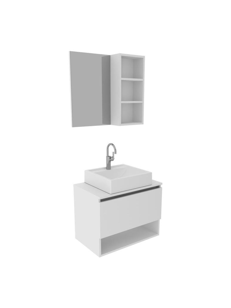 Gabinete De Banheiro + Cuba 60cm Cr10096 Branco Branco
