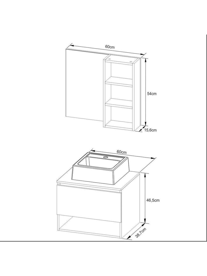 Gabinete De Banheiro + Cuba 60cm Cr10096 Branco Branco