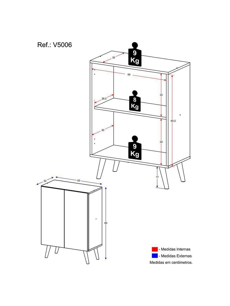 Gabinete Banheiro 2 Portas Retrô 63Cm Multimóveis V5006