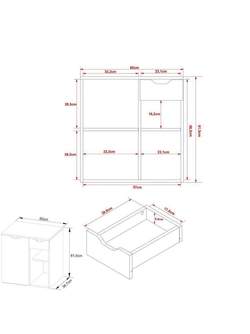 Gabinete Banheiro 1 Porta 1 Gaveta 60Cm Multimóveis Vcr10085