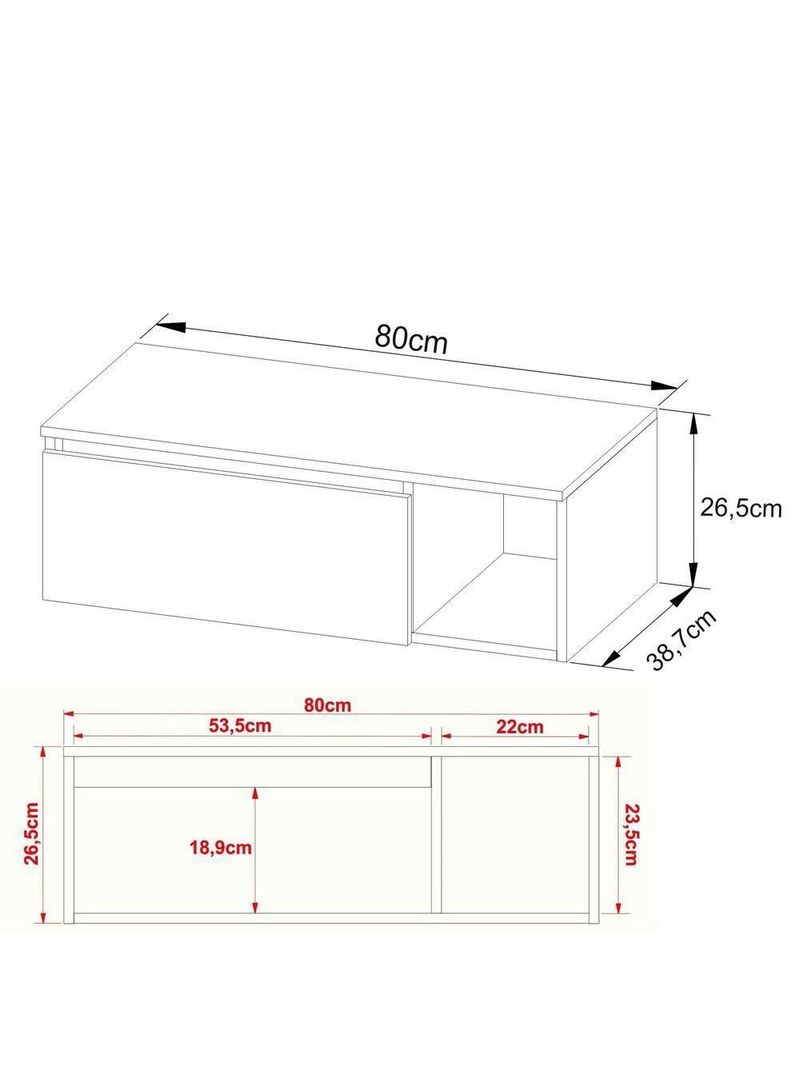 Gabinete Banheiro Suspenso 80Cm Multimóveis Vcr10081 Branco