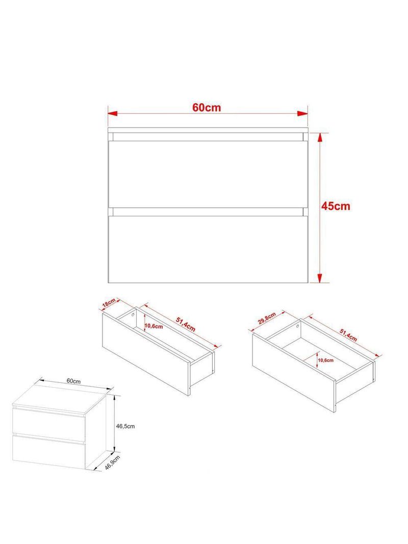 Gabinete Banheiro 2 Gavetas 60Cm Multimóveis Vcr10087