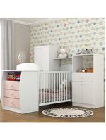 Quarto Infantil Com Berço-cômoda Laura Branco/rosa