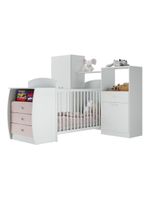 Quarto Infantil Com Berço-cômoda Laura Branco/rosa