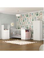 Quarto Infantil Com Berço-cômoda Laura Branco/rosa