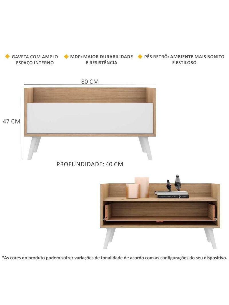 Gabinete Armário Banheiro 80 Cm Rustic/branco